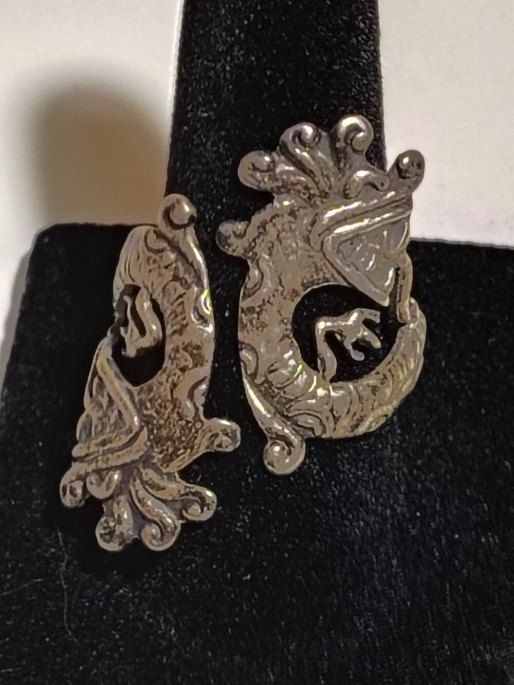 Vintage Taxco Mexico Sterling Silver Dragon Ring Brutalist Aztec Serpent SZ 7.5